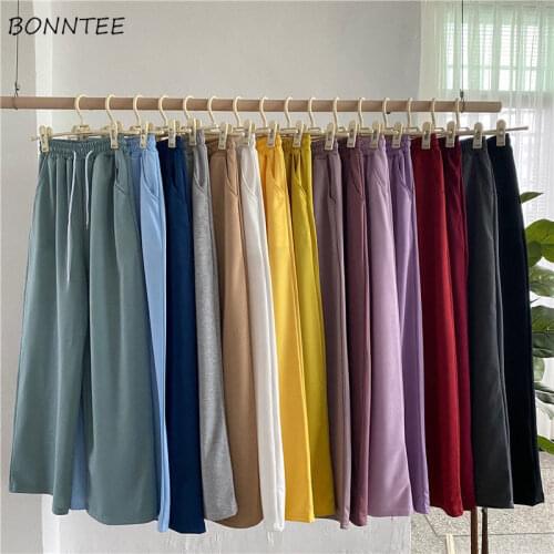 Pants Women 16 Colors Loose Casual Minimalist Solid Spring High Waist Students All-match Hot Sale Popular Daily Female Trousers