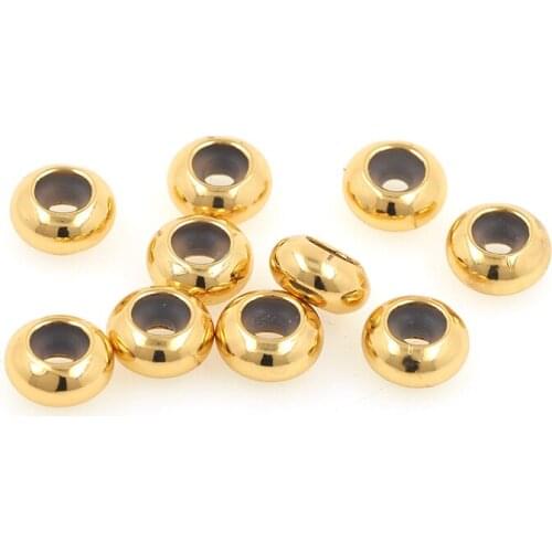 5PCS Small Hole Size Spacer Bead Brass Gold Rubber Ring Beads for DIY Jewelry Making Supplies