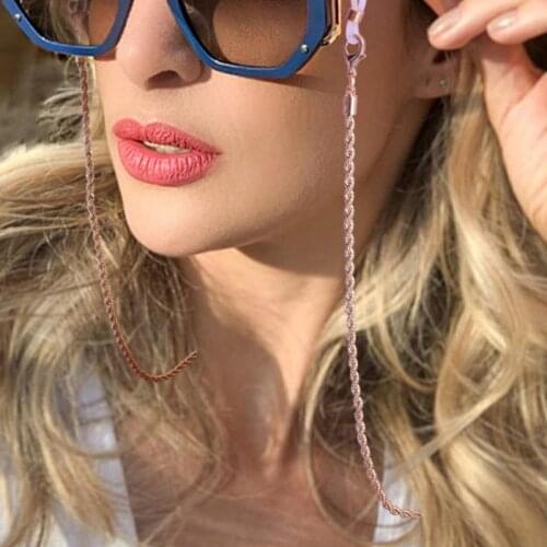 2020 Rose Gold Color Punk Metal glasses Chain holder Casual mask chain strap neck Chain glasses accessories