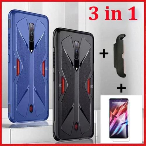 3 in 1 Case For RedMagic 6 All-inclusive Shockproof For Red Magic 6 Pro Back Cover + Gamepad bracket and Screen Protector Film
