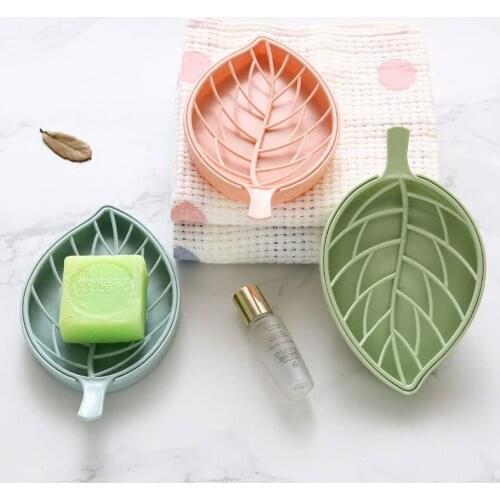 Leaf Shape Soap Holder Non Slip Soap Box Toilet Shower Tray Draining Rack Bathroom Gadgets Soap Dish Soap Tray Holder Portable