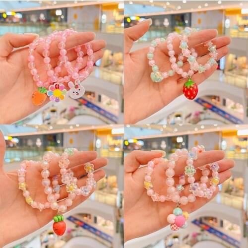 3Pcs/set Girls Jewelry Cartoon Wood Beads Bracelets Children Bracelets Cute Animal Fruits Bracelets Kids Bracelets Party Gift