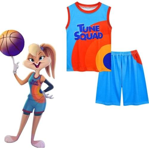 2021 Movie Space Jam 2 Kids Jersey Vest Shirt Shorts Cosplay James Tune Squads Suit Summer Boys Girls Fashion Sportswear Clothes