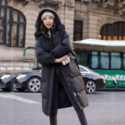 Long Winter Down Cotton Jackets Women 2021 New Hooded Cotton Coats Thicken Warm Cotton-Padded Parkas Coats Woman Loose Overcoat
