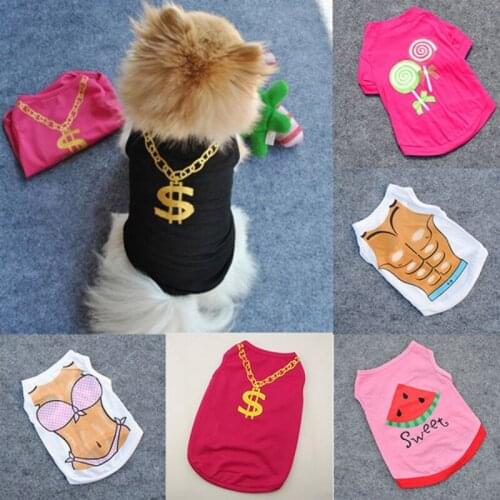 Pet Dogs Cats Summer Clothes Puppy Bikini T-Shirt Small Dog Cat Pet Dollar Sign Printed Vest T Shirt Apparel XS-L Pet Supplies