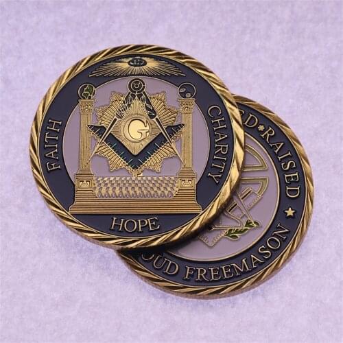 G Masonic Mason Faith Hope Charity Challenge Coin Token Metal Crafts Gift Collection