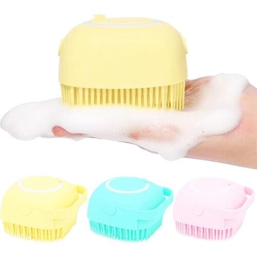 Bathroom Bathing Sponge Silicone Massage Exfoliation Scrub Brush Shower Brush Body Rub Cleaning Tool Soft Bristles Massager