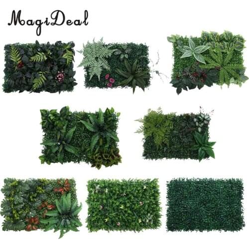 MagiDeal Artificial Green Grass Foliage Plants Berries Flower Wall Panels Wedding Party Pillar Main Road Floral Decor 60x40cm
