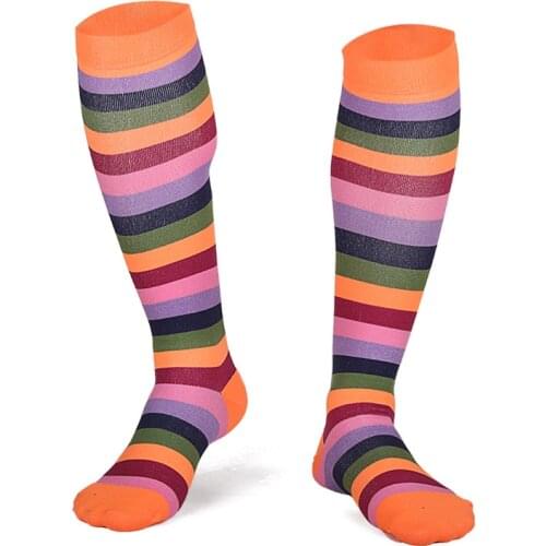 Compression Socks Men Women Nylon Outdoor Sports High Long Golf Stockings Running Socks Stripe Socks Marathon