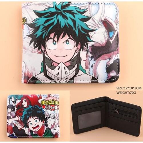 Anime My Hero Academia PU Leather Women Men Cartoon Creative Zipper Short Wallet Student Photo Card Holder Coin Pocket Purse New