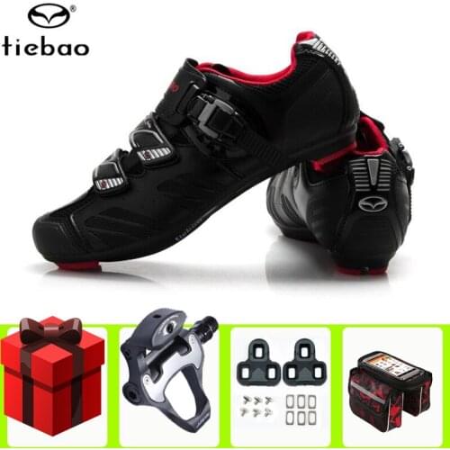 TIEBAO Road Cycling Shoes add pedal set Pro Self-Locking Bike Bicycle Ultralight Athletic Racing men Sneakers Zapatos Ciclismo