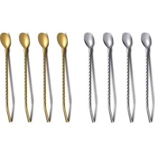 Iced Tea Spoon with Straw Handle for Drinking,Plating Bar Spork Spoon for Cocktail,Ice Cream,Mixing and Stirring