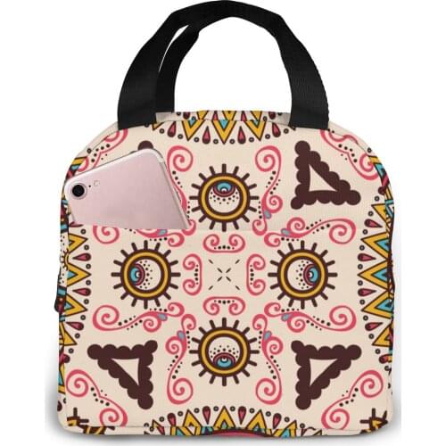 Manlada Pattern Cooler Bag Portable Zipper Thermal Lunch Bag Convenient Lunch Box Tote Food Bag