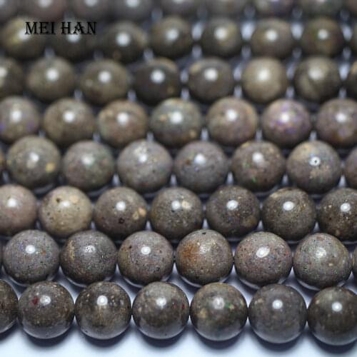 Meihan wholesale (1 strands) natural 10-10.8mm Australia black opal smooth round gem stone beads for jewelry making DIY bracelet