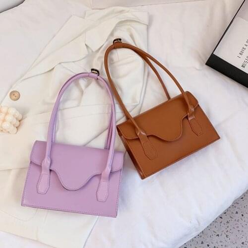 Fashion Pure Color Women Handbag Ladies PU Casual Shoulder Underarm Bags