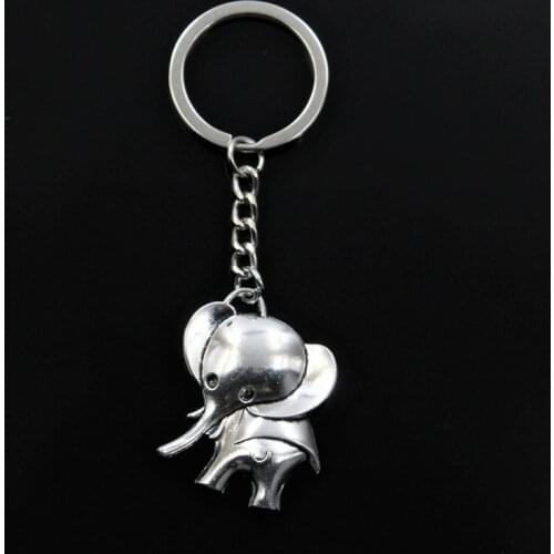 Fashion Keychain 37x31mm Big Ears Elephant Bronze Silver Color Pendants DIY Men Jewelry Car Key Chain Ring Holder Souvenir Gift