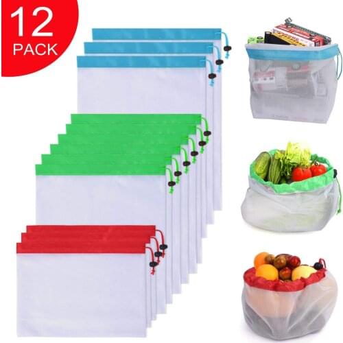 3 Sizes Washable Eco-Friendly Bags Reusable Mesh Produce Fruit Bag for Grocery Shopping Storage Vegetable Toys Sundries Bag