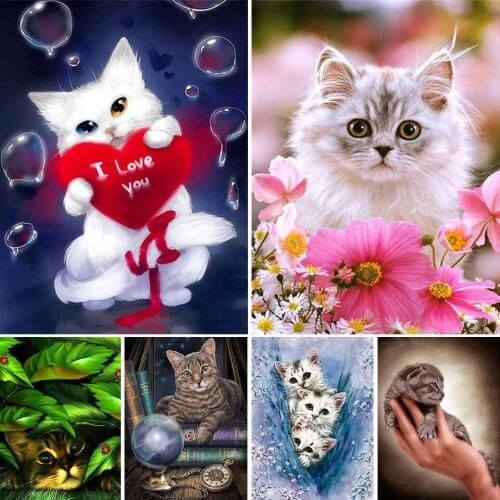 5D DIY Diamond Painting Cat Kit Full Drill Square Embroidery Mosaic Animal Art Picture of Rhinestones Gift Home Decoration