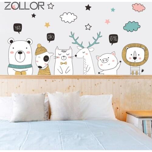 Zollor Stick Figure Animal DIY Home Wall Sticker Eco-friendly Kids Room Living Room Wallpaper Nursery Door Window Decoration