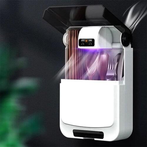 Cutlery Storage Holder Wall Mounted UV Tableware Sterilizer Disinfection Box Air-drying Knife Spoon Fork Drainer Kitchen Storage