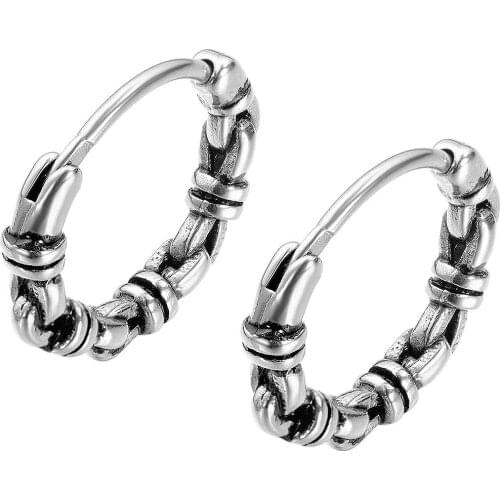 2021 New Vintage Punk Stainless Steel Knot Hoop Earrings For Men Women Small Statement Goth Hip Hop Jewelry Accessories Earrings