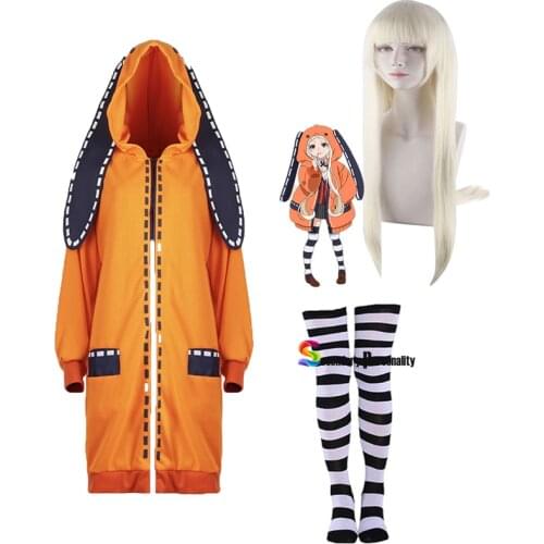 New Anime Cosplay Costume Clothings Anime Yomoduki Runa Cosplay Costume For Girls Women Orange Coat Hoodies Zip Jacket Coat