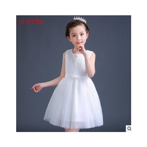 Summer new girl pearl dress Autumn Princess Dresses Children Clothing Flare Sleeve Bow Printing Design for Girls Clothes