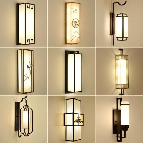 New Chinese Simplified living room study room bedroom bedside aisle corridor hotel wall lamp