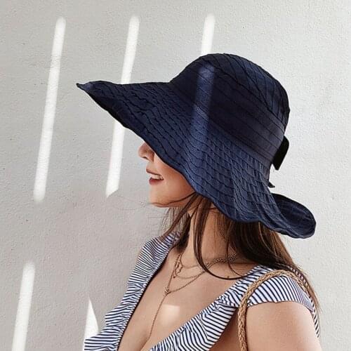 Panama Cap For Women Empty Roof Top Sunscreen Hat Sun Protection Folding Big Brim Outdoor Beach Riding Adjustable Cap Casual Hat