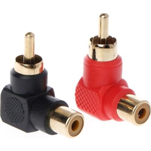 2Pcs RCA Connector Plug Adapters Male to Female 90degree Right Angle M/F Gold Plated Connector