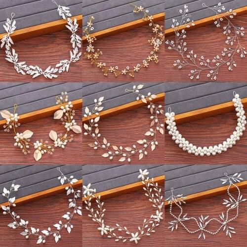 Bridal Headbands Wedding Hair Accessories Rhinestone Pearl Headband Women Hair Jewelry Bride Tiara Headbands Womans Accesories