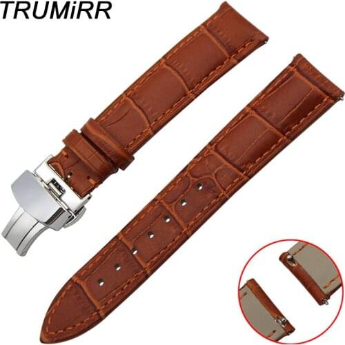 18mm 20mm Quick Release Watchband Genuine Leather Strap for DW Daniel Wellington Watch Band Butterfly Clasp Bracelet Black Brown