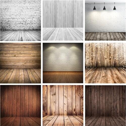 Retro Brick Wall Wood Board Floor Baby Shower Newborn Pet Food Portrait Backdrop Photography Background Photo Studio Props Vinyl