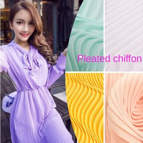 Chiffon Fabric Pleated Georgette Wrinkled Dress Positioning Retro Ru Skirt Hanfu Summer Clothing Solid Color Chemical Fiber Item