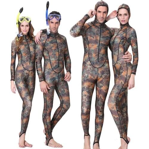One Piece Lycra Wetsuit Skins Long Sleeve Spearfishing Diving Suit with Camouflage Pattern Anti UV Surf Suit Men Women