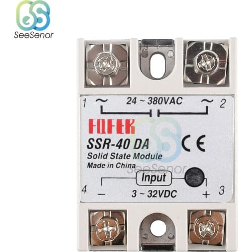 SSR-40DA Solid State Relay White Alloy Heat Sink 3-32V DC to 24-380V AC SSR 40DA
