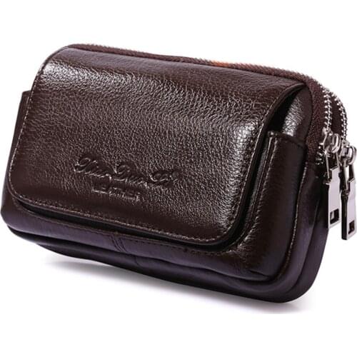 High Quality Men Genuine Leather Waist Pack Bag Coin Cigarette Purse Pocket Pouch Belt Bum Cell/Mobile Phone Case Fanny Bags
