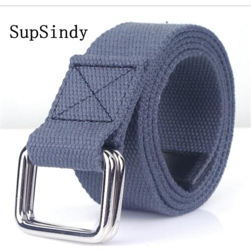SupSindy Fashion Casual men belt Double ring buckle Colorful Canvas waist belt luxury designer Jeans for women belts Top quality