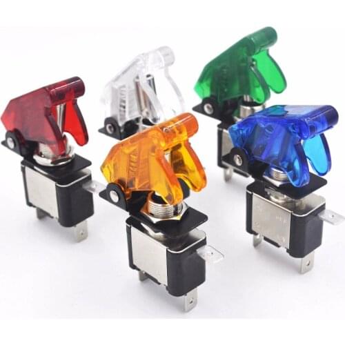 ASW-07D Auto Racing Car Boat Truck Illuminated Led Toggle Switch With Safety Aircraft Flip Up Cover Guard 12V20A