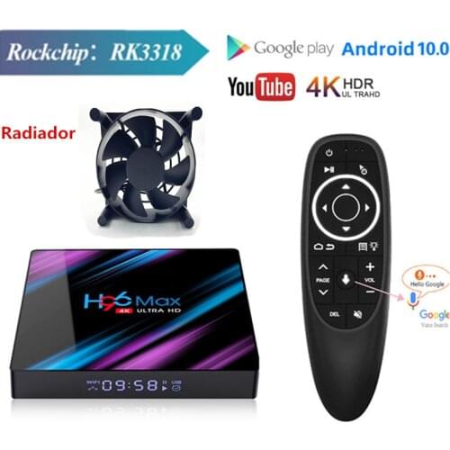 H96 max rk3318 caixa de tv inteligente para android 10.0 4gb 32gb 64gb 4k youtube media player h96 max tvbox para android tv con