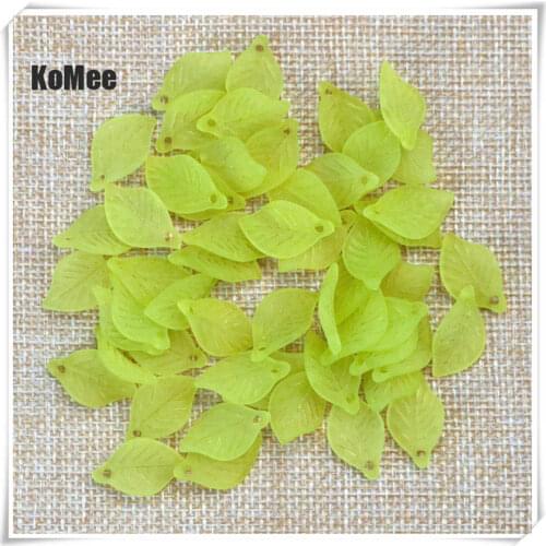 Green Transparent Frosted Acrylic Leaf Pendants For Necklace Jewelry 11*18mm 500Pcs Making Design Bracelet Necklace Accessory