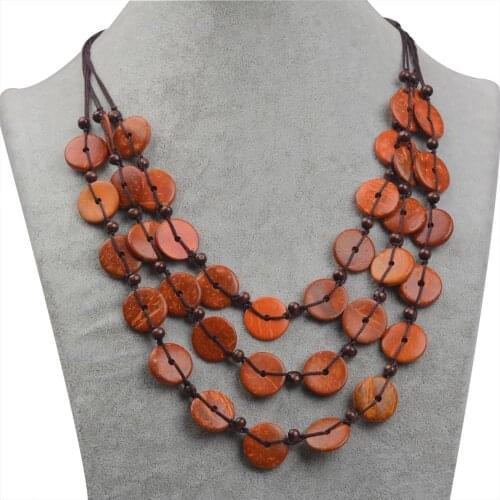 JUCHAO Necklaces Women Bohemia Multi Story Short Button Beaded Coconut Shell Necklace Ethnic Accessories New 2020