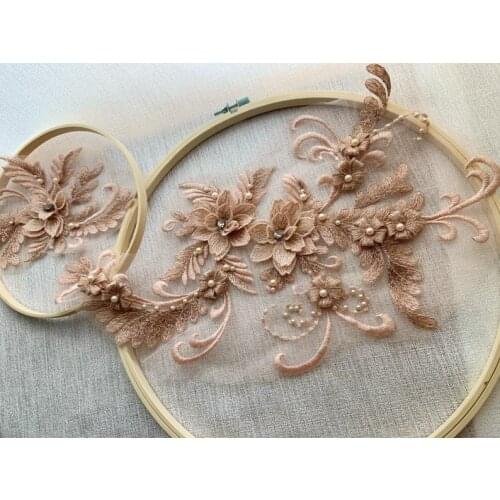 1 set Nude Skin Tone 3d Florals Applique Heavy Head 3d Flowers Applique