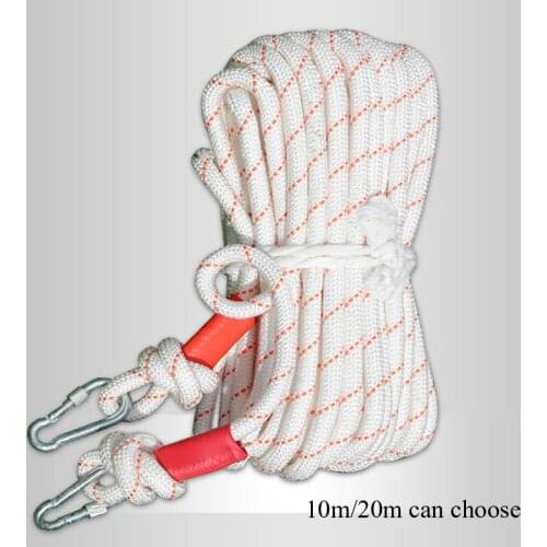 20M/10M Escape Rope Steel Wire Inner Core Fire Rescue High-rise Slow Down Rope Diameter 8mm Mountain Climbing Safety Lifeline