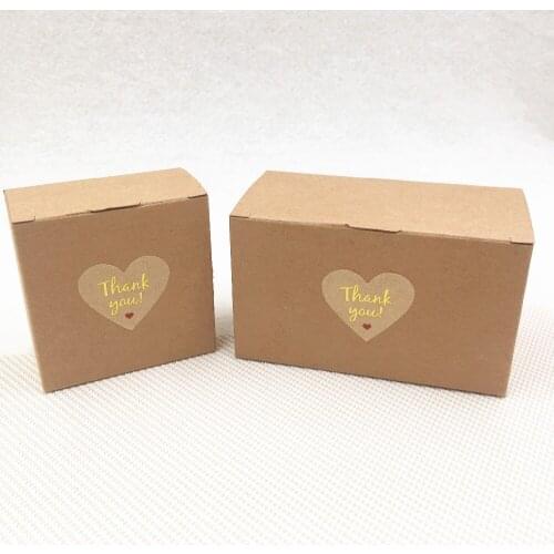 20pcs Kraft Paper Wedding Gifts For Guests Candy Box Brown Cardboard Packing Gift Boxes Party Supplies with free stickers