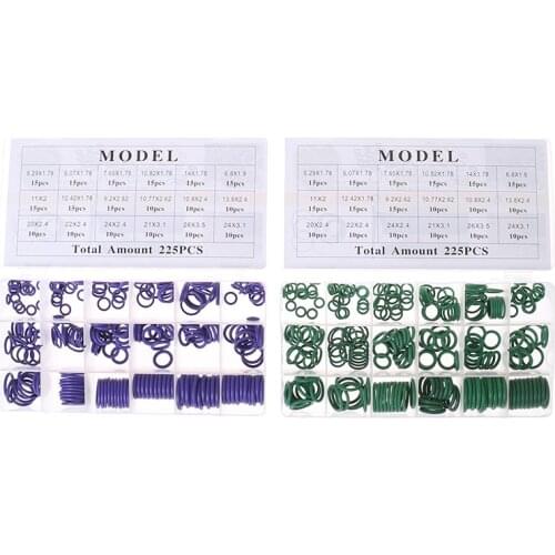 225Pcs/box Seal O-ring R134a Gaskets Sets Car Air Conditioning Rubber Washer Assortment Box Set