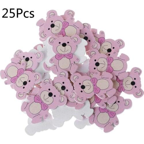 25pcs Cut Wood Embellishment Colorful Wooden Bear Shape Craft Wedding Decor