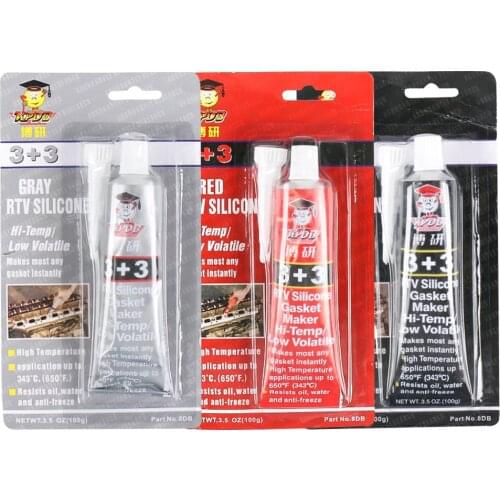 3 + 3 Black/red /gray Plastic High Temperature Silicone Rubber Auto Non-adhesive Gasket Oil Resistant Waterproof Sealant 100g