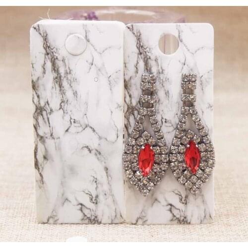 4*9CM white marble paper earring card tag kraft flower design earring tag DIy Thank you full color print jewelry label tag 100pc