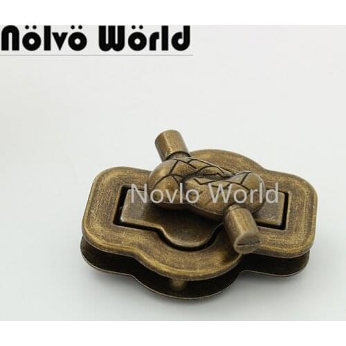 5-30sets 48*40mm bronze color irregular turn lock for shoulder bag retro style decorative accessories purse hardware